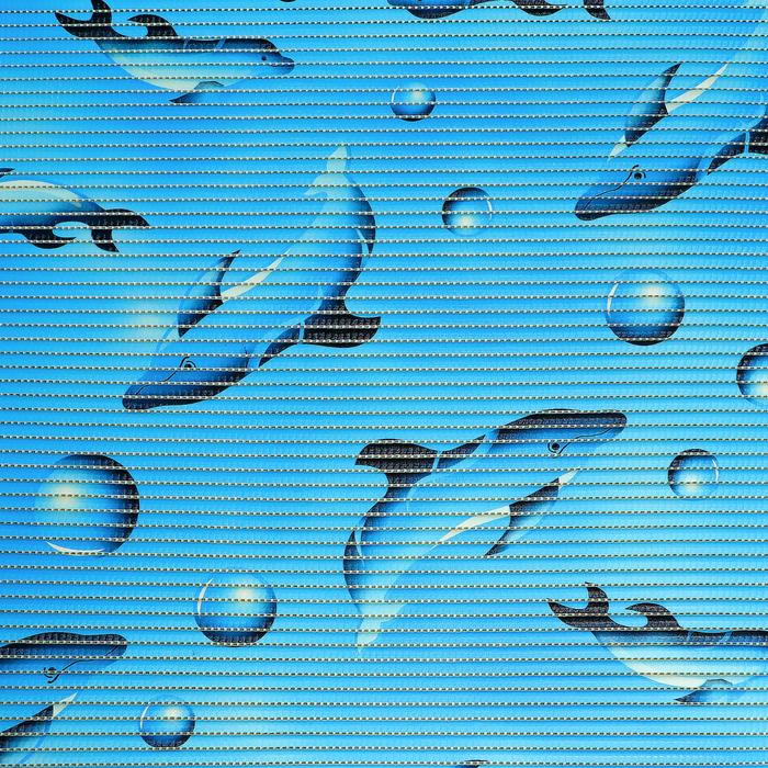 фото Коврик для ванной комнаты «дельфины», ширина 65 см, рулон 15 м, цвет голубой вилина