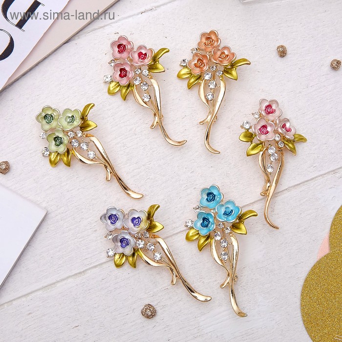 Брошь "Цветы в букете", цвет МИКС в золоте
Брошь "Цветы в букете", цвет МИКС в золоте