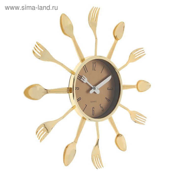 фото Часы настенные, серия: кухня, "вилки, ложки, поварешки", плавный ход, d-12 см, 33 х 33 см