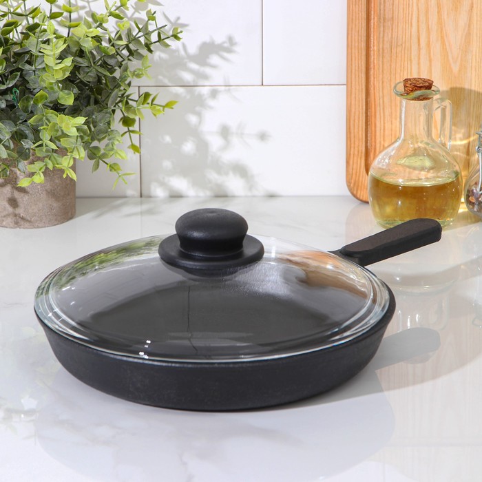 Сковорода чугунная, d=24 см, чугунная ручка, стеклянная крышка, цвет чёрный
Сковорода чугунная, d=24 см, чугунная ручка, стеклянная крышка, цвет чёрный