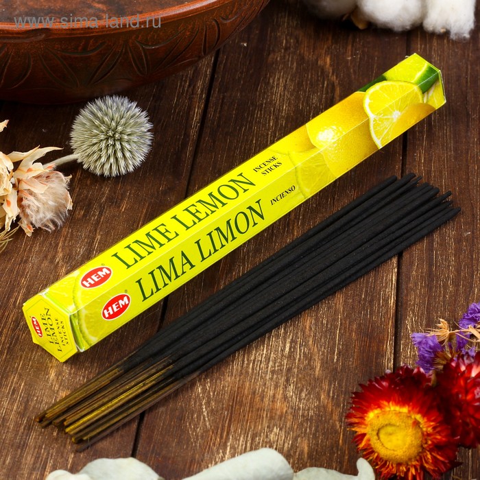 Благовония HEM "Lime Lemon. Лайм лимон", 20 палочек в упаковке, шестигранник
Благовония HEM "Lime Lemon. Лайм лимон", 20 палочек в упаковке, шестигранник
