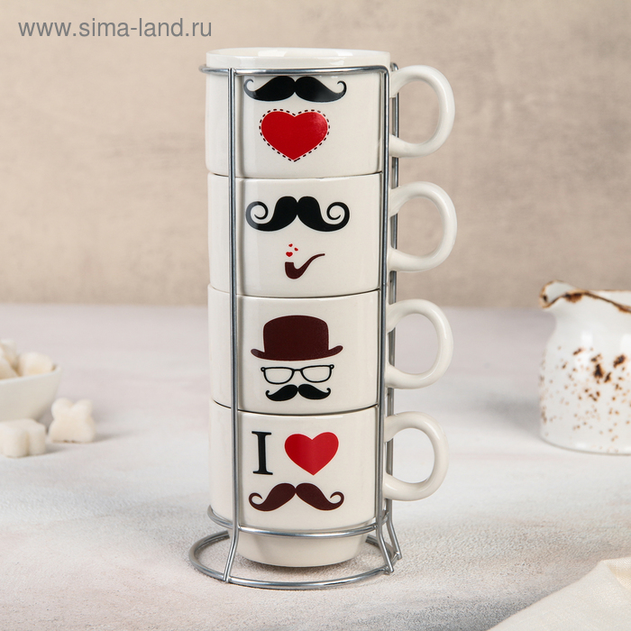 Набор кружек «Усы», 180 мл, 4 шт, на металлической подставке
Набор кружек «Усы», 180 мл, 4 шт, на металлической подставке