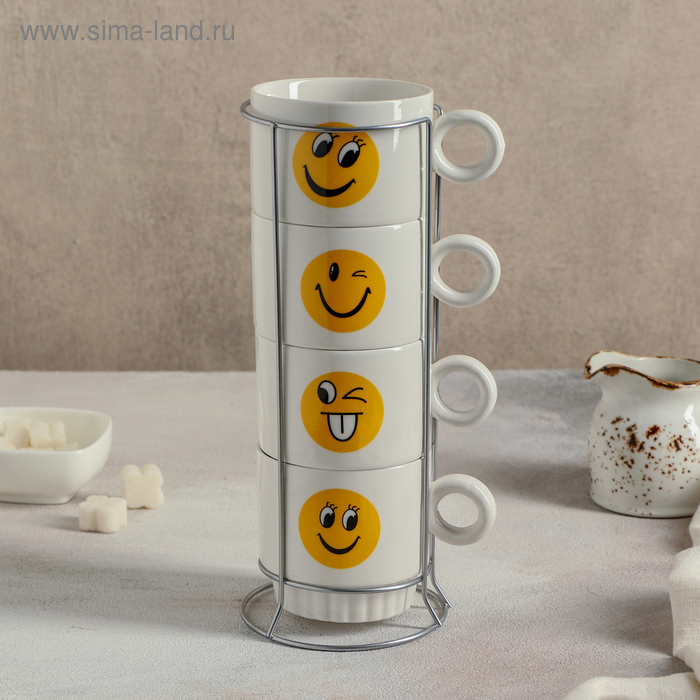 Набор кружек «Смайл», 240 мл, 4 шт, на металлической подставке
Набор кружек «Смайл», 240 мл, 4 шт, на металлической подставке