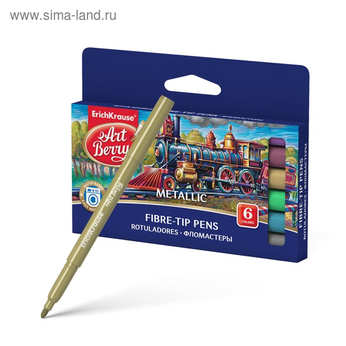 Фломастеры 6 цветов металлик ArtBerry смываемые, линия 1.0-4.0 мм, с утолщённым корпусом
Фломастеры 6 цветов металлик ArtBerry смываемые, линия 1.0-4.0 мм, с утолщённым корпусом