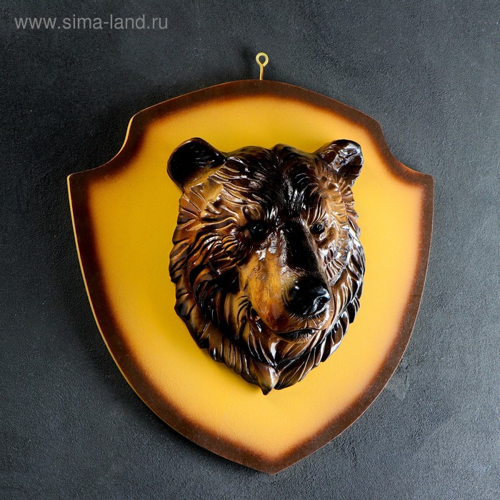 фото Подвесной декор "голова медведя" цветная/щит бежевый 40см хорошие сувениры