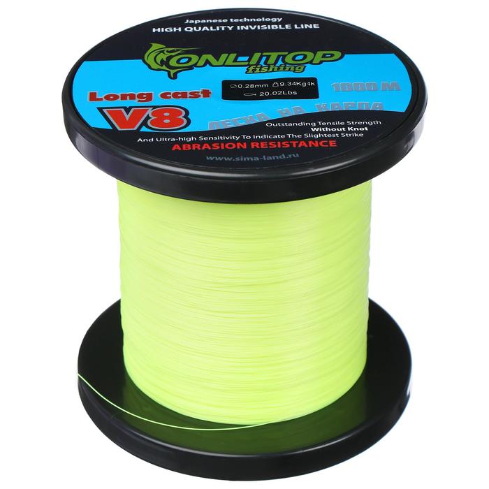 Леска V8 на карпа, d=0,28 мм, 1000 м, цвет жёлтый
Леска V8 на карпа, d=0,28 мм, 1000 м, цвет жёлтый