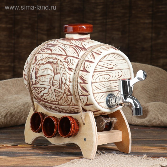 Бочка для пива с рюмками "Повозка", под шамот, 7 предметов, 4 л
Бочка для пива с рюмками "Повозка", под шамот, 7 предметов, 4 л