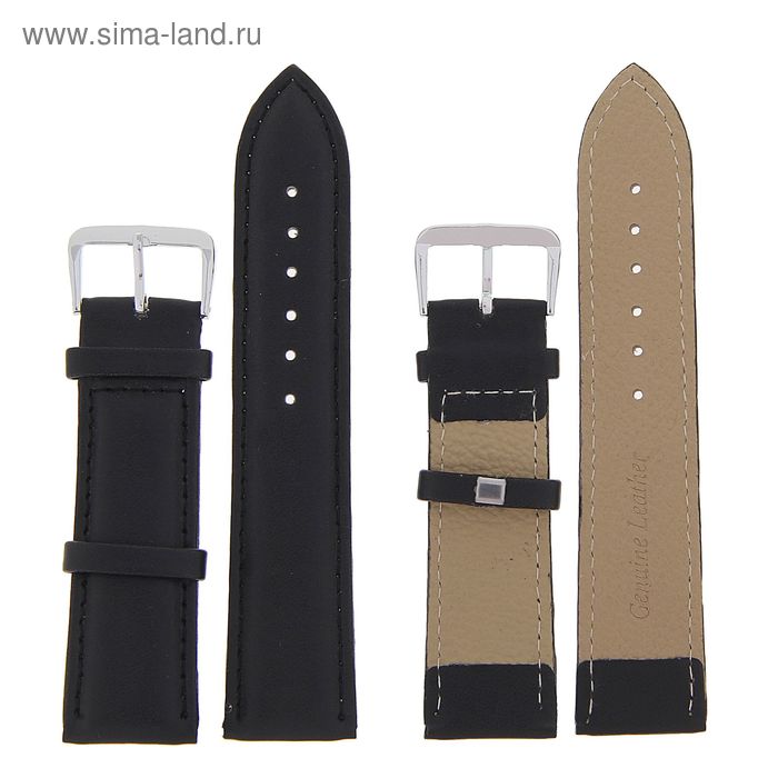 фото Ремешок для часов, 22 мм, экокожа, l=20 см, черный,