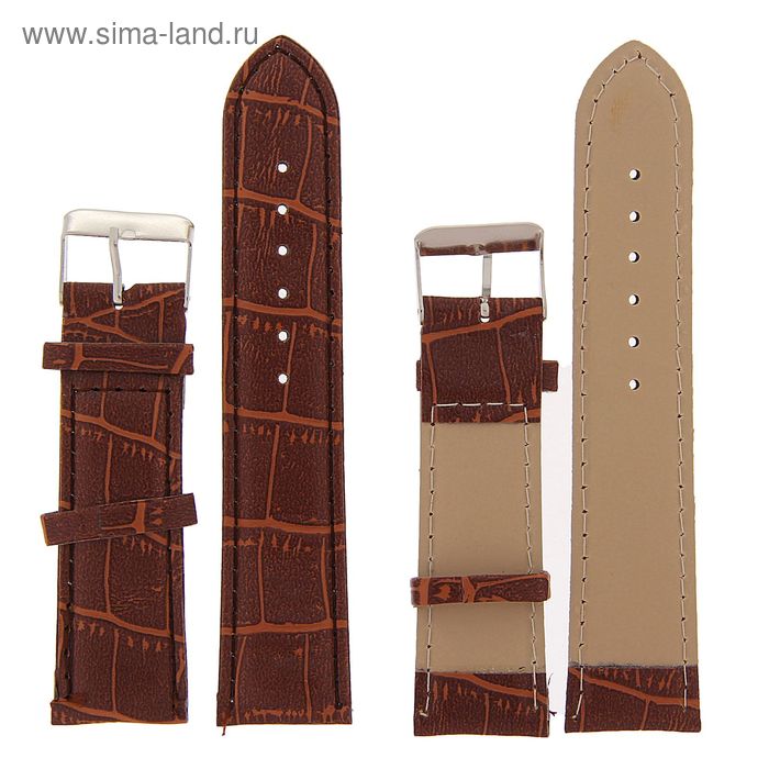 фото Ремешок для часов "соломон", 22 мм, экокожа, l-19 см, коричневый