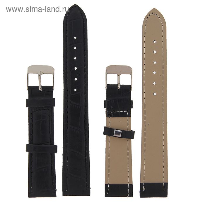 фото Ремешок для часов "соломон", 18 мм, экокожа, l-19 см, черный