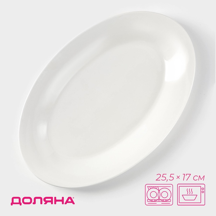 Блюдо фарфоровое овальное c утолщённым краем Доляна White Label, 25,5×17×2 см, цвет белый 
Блюдо фарфоровое овальное c утолщённым краем Доляна White Label, 25,5×17×2 см, цвет белый