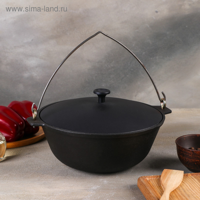 Котел чугунный, 3 л, с дужками и алюминиевой крышкой
Котел чугунный, 3 л, с дужками и алюминиевой крышкой