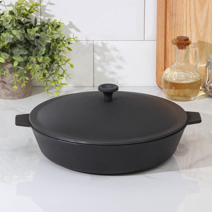Сковорода чугунная, d=26 см, с двумя ушками, алюминиевая крышка, цвет чёрный
Сковорода чугунная, d=26 см, с двумя ушками, алюминиевая крышка, цвет чёрный