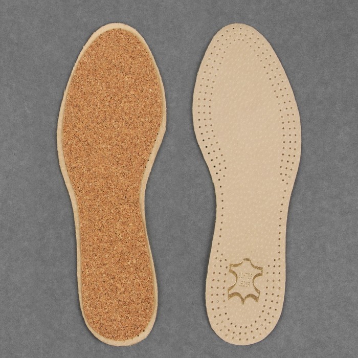 фото Стельки для обуви leather cork, кожаные, с пробкой, 43-44 р-р, 2шт, цвет бежевый braus