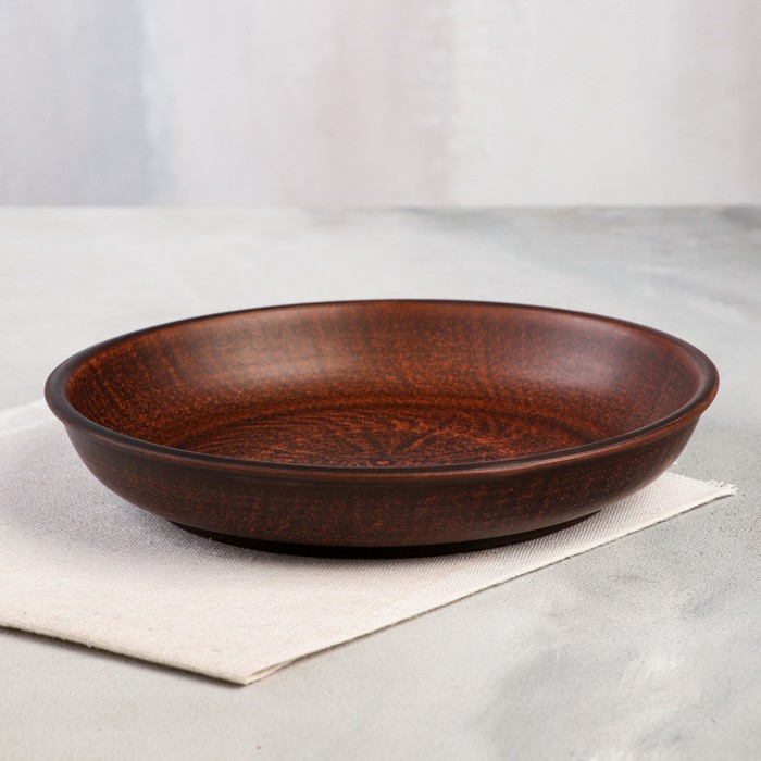 Тарелка "Дымлёная", глубокая, гладкая, красная глина, 21 см 
Тарелка "Дымлёная", глубокая, гладкая, красная глина, 21 см