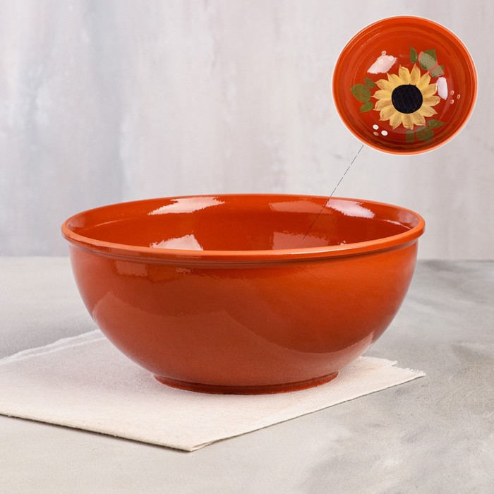 Салатник "Подсолнух", роспись, глазурь, красная глина, 3.5 л 
Салатник "Подсолнух", роспись, глазурь, красная глина, 3.5 л