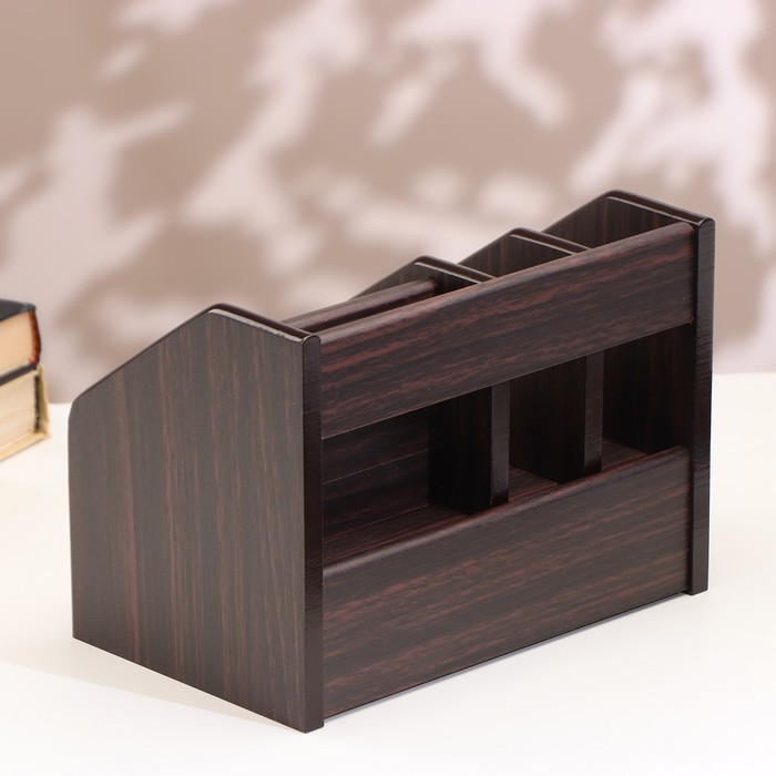 фото Органайзер 6 секций, ящик, дерево в полоску, 22х15х16 см