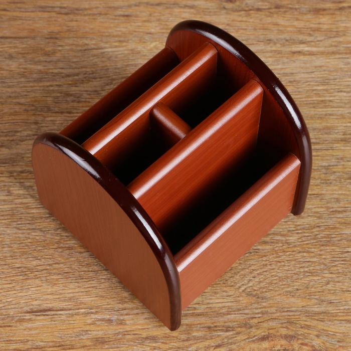 фото Органайзер 4 секции, на вращающейся подставке, под бук, 12х12х12 см