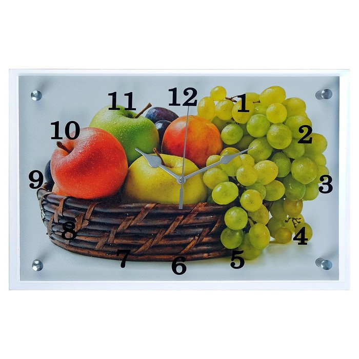 фото Часы настенные, серия: кухня, "корзина с фруктами", 25х35 см, микс сюжет