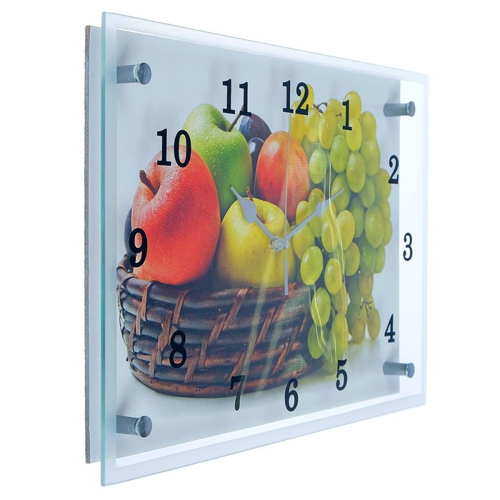 фото Часы-картина настенные, серия: кухня, "корзина с фруктами", 25х35 см сюжет