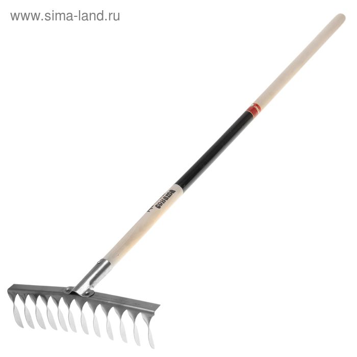 Грабли прямые, повёрнутый зуб, 12 зубцов, металлические, деревянный черенок
Грабли прямые, повёрнутый зуб, 12 зубцов, металлические, деревянный черенок