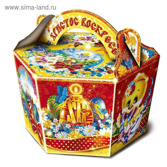 фото Коробка подарочная "пасха", корзина, сборная, 22х32х19 см