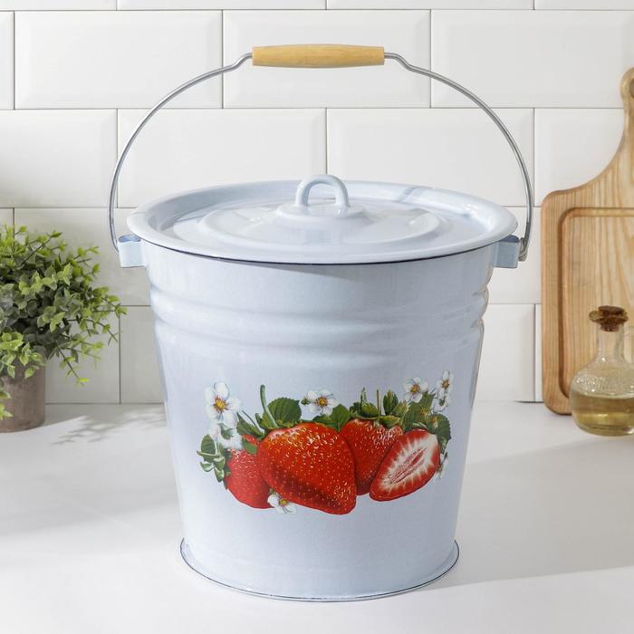 Ведро «Клубника садовая», 12 л, с крышкой, цвет белый 
Ведро «Клубника садовая», 12 л, с крышкой, цвет белый
