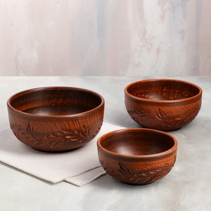 Набор салатников "Резной узор", 3 предмета, красная глина, 1/0.6/0.25 л
Набор салатников "Резной узор", 3 предмета, красная глина, 1/0.6/0.25 л