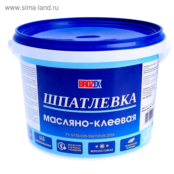 Шпатлёвка масляно-клеевая Brozex, 3 кг
Шпатлёвка масляно-клеевая Brozex, 3 кг