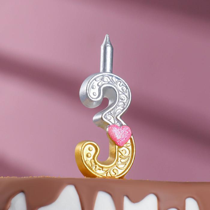 Свеча для торта "Сердечки" серебряно-золотая, 12.5 см, цифра "3"
Свеча для торта "Сердечки" серебряно-золотая, 12.5 см, цифра "3"