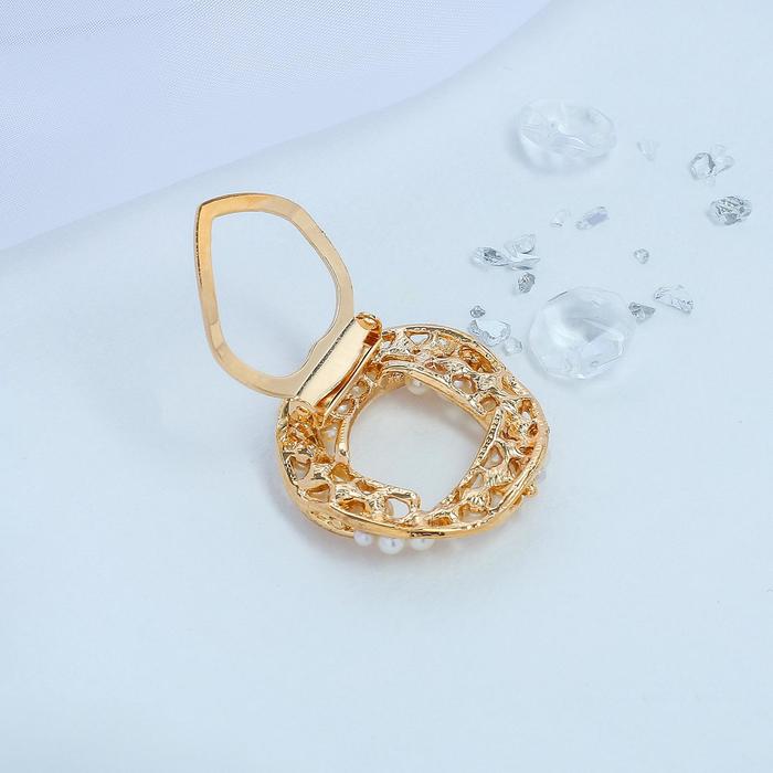 фото Зажим для платка "жемчужный круг", цвет белый в золоте queen fair