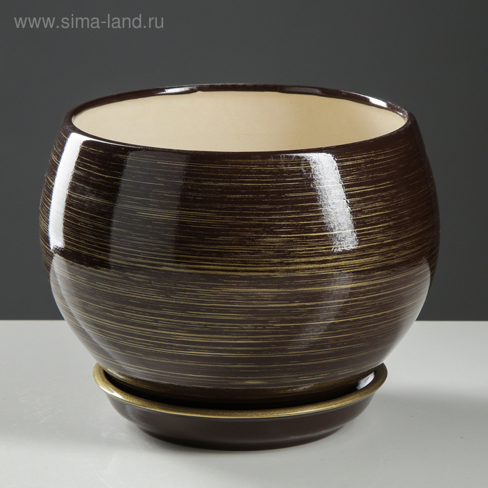 Горшок для цветов "Шар", глянец, шоколадно-золотой, керамика, 4.1 л
Горшок для цветов "Шар", глянец, шоколадно-золотой, керамика, 4.1 л