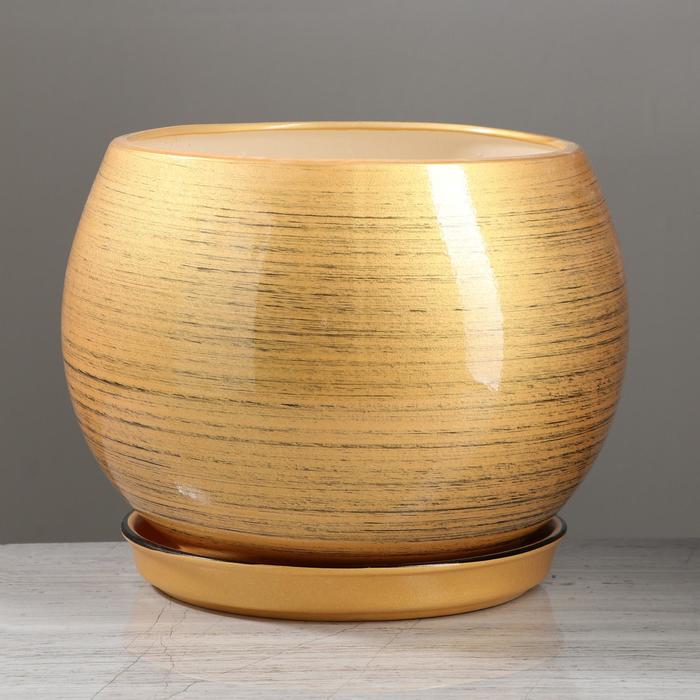 Горшок для цветов "Шар", глянец, чёрно-золотой, керамика, 9 л 
Горшок для цветов "Шар", глянец, чёрно-золотой, керамика, 9 л