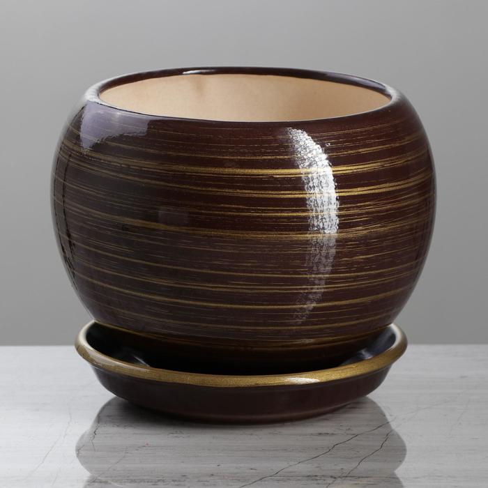 Горшок для цветов "Шар", глянец, шоколадно-золотой, керамика, 1.4 л
Горшок для цветов "Шар", глянец, шоколадно-золотой, керамика, 1.4 л