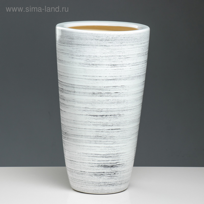 Кашпо "Цилиндр", глянец, бело-чёрное, керамика, 17 л 
Кашпо "Цилиндр", глянец, бело-чёрное, керамика, 17 л