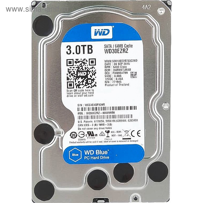 Жесткий диск WD Blue 3Tb (WD30EZRZ) SATA-III
Жесткий диск WD Blue 3Tb (WD30EZRZ) SATA-III