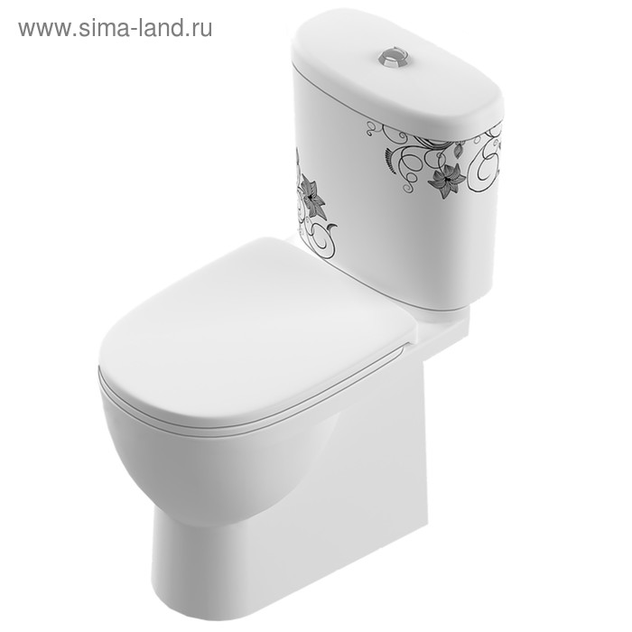 фото Унитаз компакт sanita "art flora", 2-режима, сиденье с микролифтом, арматура geberit, белый sanita luxe