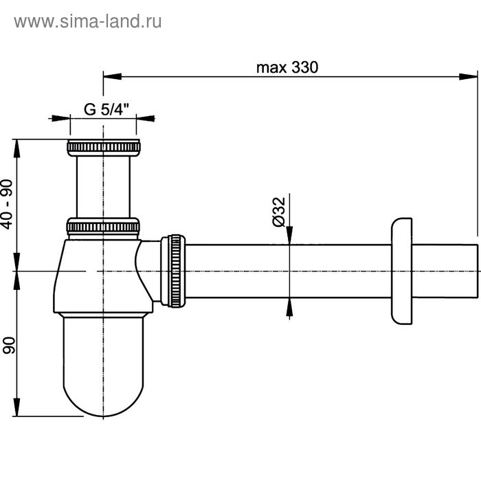 фото Сифон alcaplast a431, для раковины, 5/4", диаметр 32 мм, с накидной гайкой