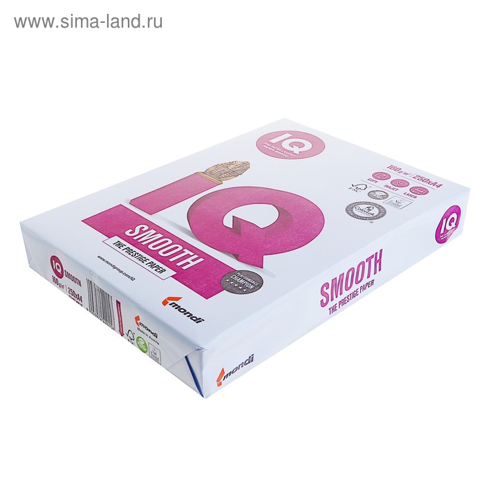 Бумага А4 250 л, IQ Selection, 160 г/м2, белизна 167% CIE, класс А+ (цена за 250 листов)
Бумага А4 250 л, IQ Selection, 160 г/м2, белизна 167% CIE, класс А+ (цена за 250 листов)