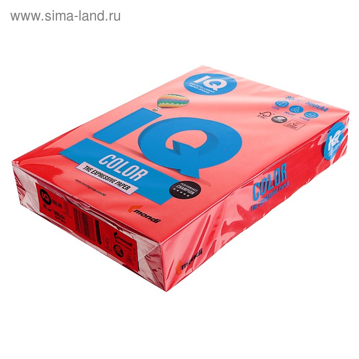 Бумага цветная А4 500 л, IQ COLOR, 80 г/м2, красный, CO44 
Бумага цветная А4 500 л, IQ COLOR, 80 г/м2, красный, CO44