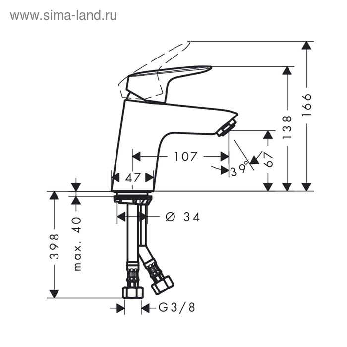 фото Смеситель для раковины hansgrohe logis 71071000, 70 мм, без донного клапана