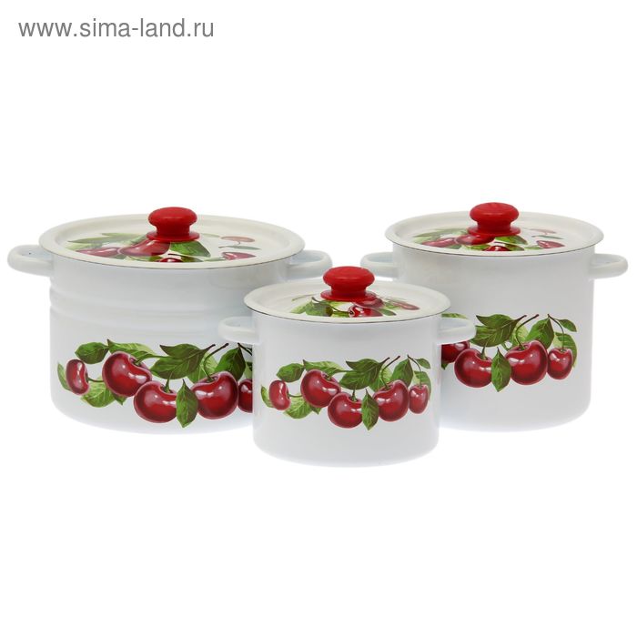 Набор кастрюль "Вишнёвый сад", 3 предмета: 3,5 л, 5,5 л, 8 л 
Набор кастрюль "Вишнёвый сад", 3 предмета: 3,5 л, 5,5 л, 8 л