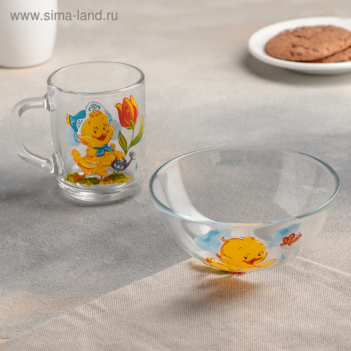 Детский набор «Цыплята», 2 предмета: кружка 200 мл, салатник 250 мл d=13 см, цвет МИКС
Детский набор «Цыплята», 2 предмета: кружка 200 мл, салатник 250 мл d=13 см, цвет МИКС