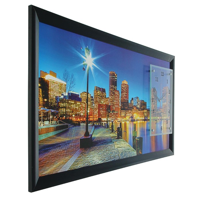 фото Часы-картина настенные, серия: город, "ночной город и архитектура", 50 х 100 см сюжет