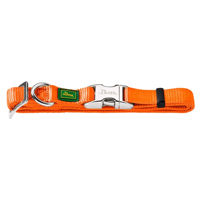 фото Ошейник нейлоновый для собак hunter alu-strong l, 45-65 см, с металлической застежкой, оранжевый 1