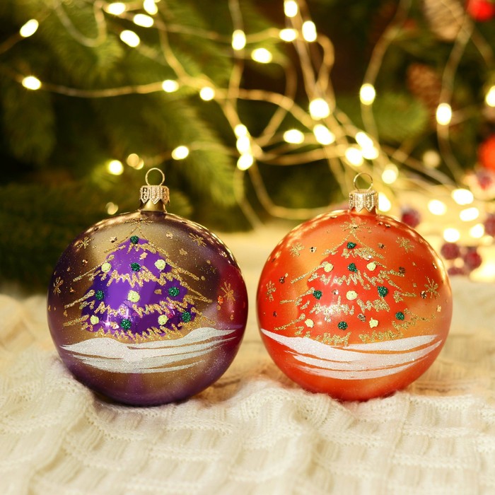 фото Шар "ёлка с шарами" 9,5 см микс бирюсинка