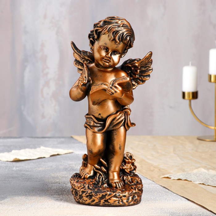 Статуэтка "Ангел с книгой", бронзовый цвет, 33 см
Статуэтка "Ангел с книгой", бронзовый цвет, 33 см