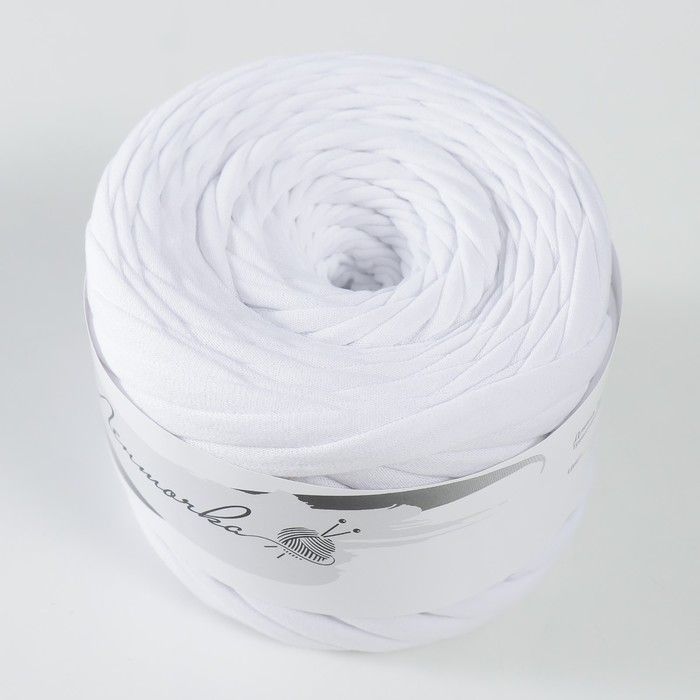 фото Пряжа трикотажная широкая 50м/160±20гр, ширина нити 7-8 мм (180 белый) елена и ко