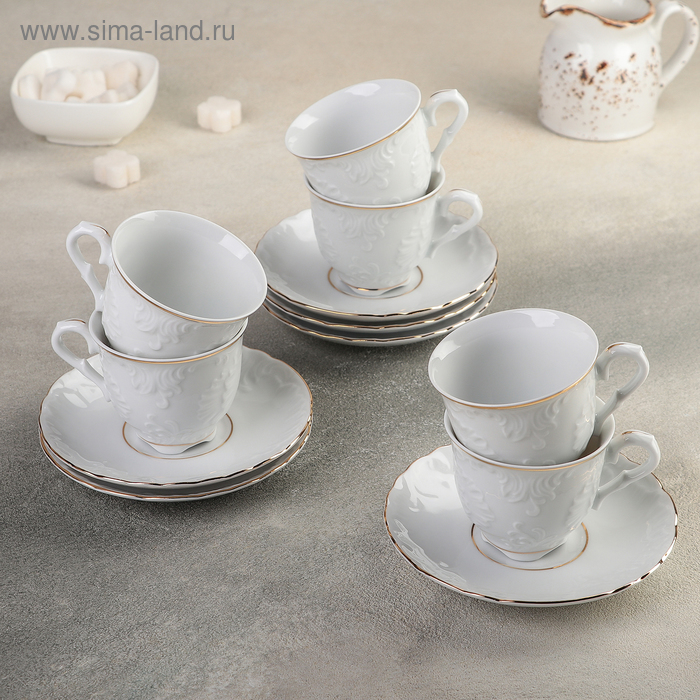Набор кофейный на 6 персон, 12 предметов: 6 чашек 100 мл, 6 блюдец 12,5 см 
Набор кофейный на 6 персон, 12 предметов: 6 чашек 100 мл, 6 блюдец 12,5 см