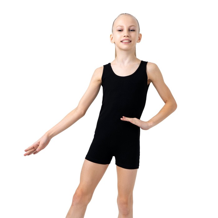 фото Купальник гимнастический grace dance, с шортами, на широких бретелях, р. 34, цвет чёрный